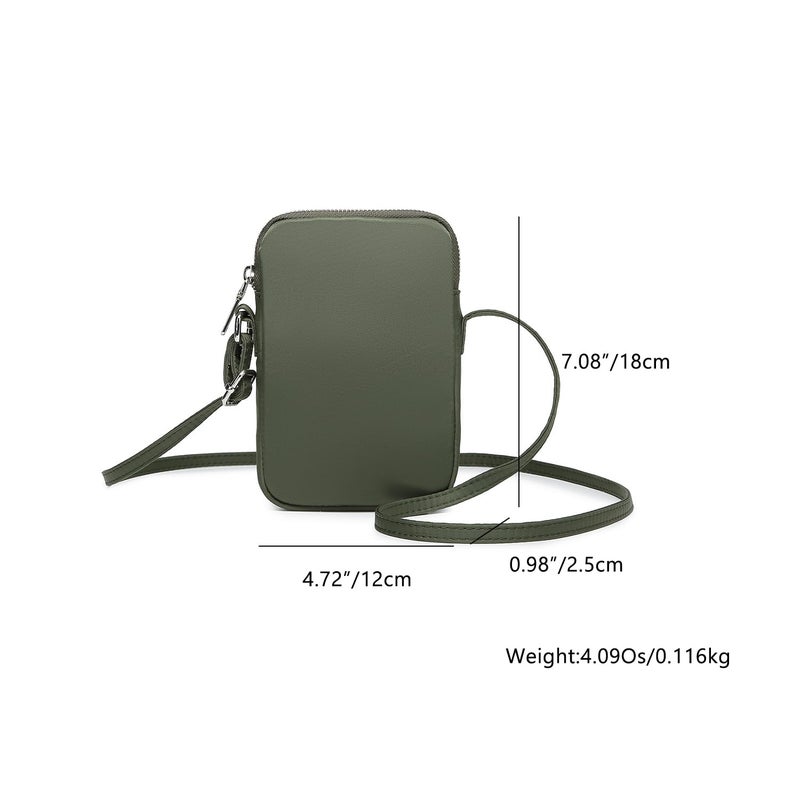 YONBEN Small Crossbody Purse Zipper Cell Phone Bag Mini Shoulder Purse Wallet Smart Phone Wallet with Credit Card Solts (Nylon-Army Green) - Image 2