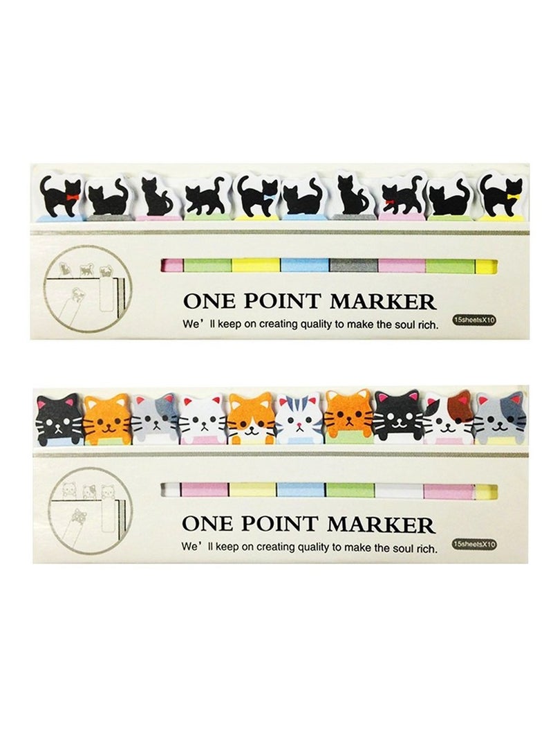 Cute Cat Theme Post-It Kit, Essential for Bookmarks and Memos, Office Essentials, 2-Piece Set (Multicolor) - Image 2