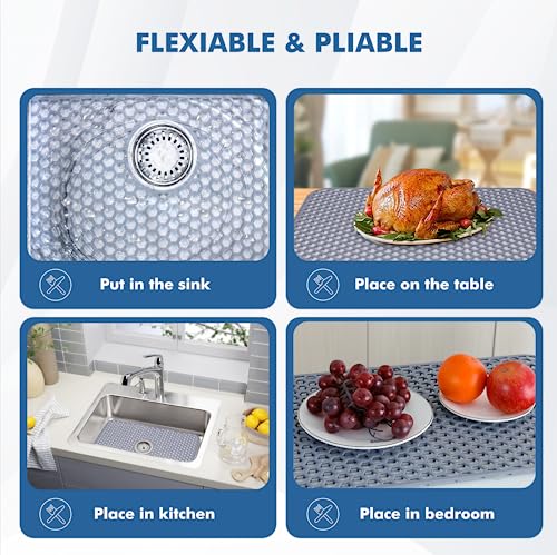 Bestjing Silicone Sink Mat - Protectors for Kitchen Sink with Center Drain, 26"x 14" Kitchen Grid Accessory, Non-Slip Heat-Resistant Mat for Bottom of Farmhouse Porcelain Stainless Steel (Center Hole) - Image 5