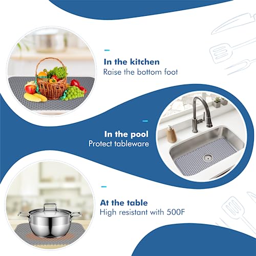 Bestjing Silicone Sink Mat - Protectors for Kitchen Sink with Center Drain, 26"x 14" Kitchen Grid Accessory, Non-Slip Heat-Resistant Mat for Bottom of Farmhouse Porcelain Stainless Steel (Center Hole) - Image 4