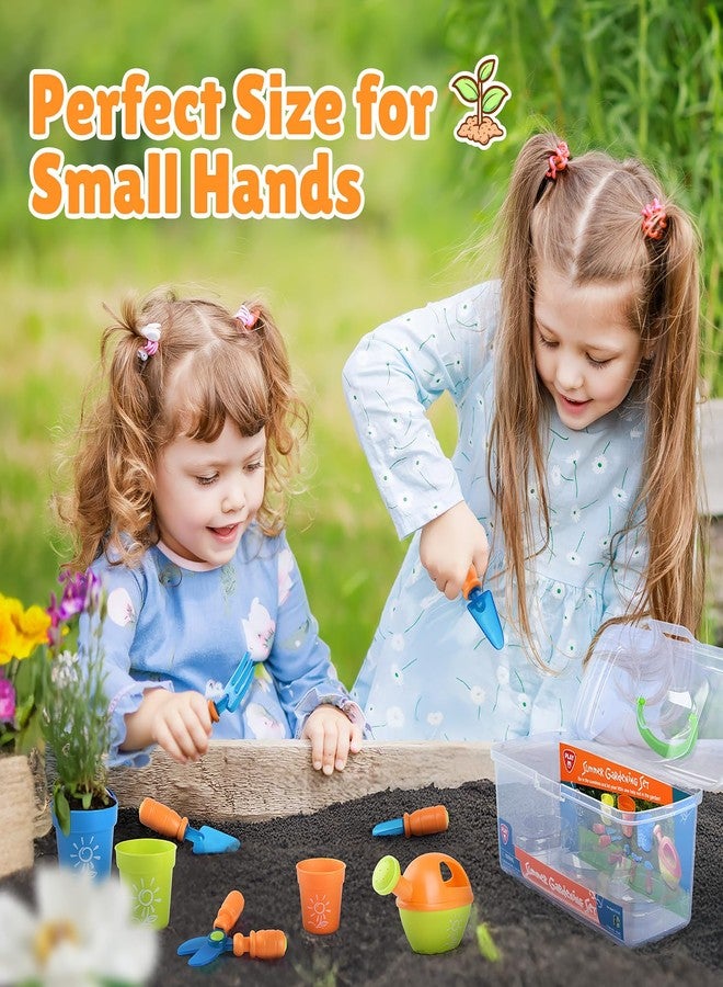 PLAY Kids Gardening Set, Garden Tool Set for Kids, Gardening Tools Kit with Shovel, Fork, Spade, Scissors, Flower Pot, Watering Can and Storage Box, Summer Outdoor Toys for Toddlers Boys Girls Gift - Image 3