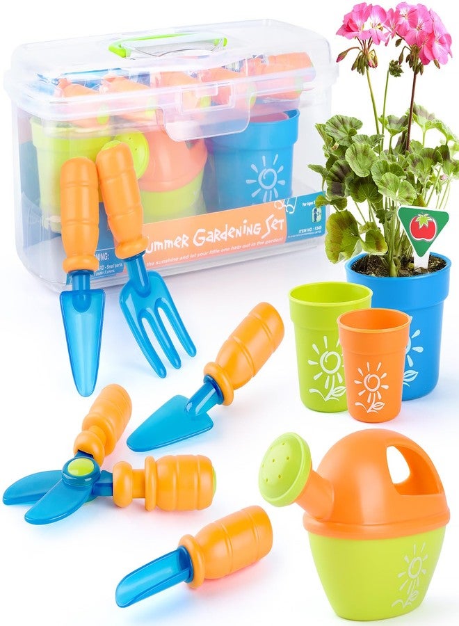 PLAY Kids Gardening Set, Garden Tool Set for Kids, Gardening Tools Kit with Shovel, Fork, Spade, Scissors, Flower Pot, Watering Can and Storage Box, Summer Outdoor Toys for Toddlers Boys Girls Gift - Image 1