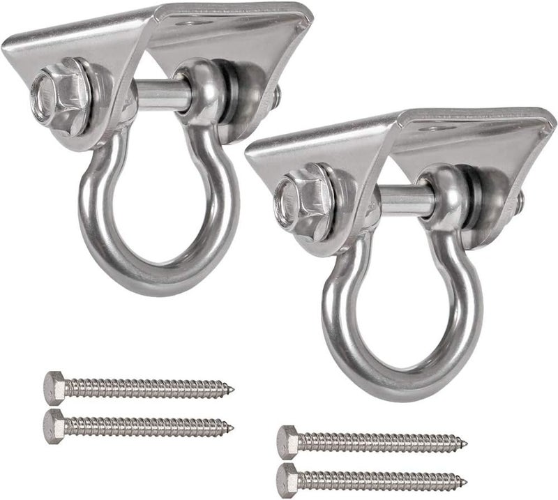 WAREMAID Set of 2 Heavy Duty 180° Swing Hangers, Stainless Steel Swing Hook for Ceiling Wooden Porch Swing Hanging kit Playground Gym Rope Boxing Bag Hammock Chair Yoga Swing Mount 1000 lb Capacity - Image 1