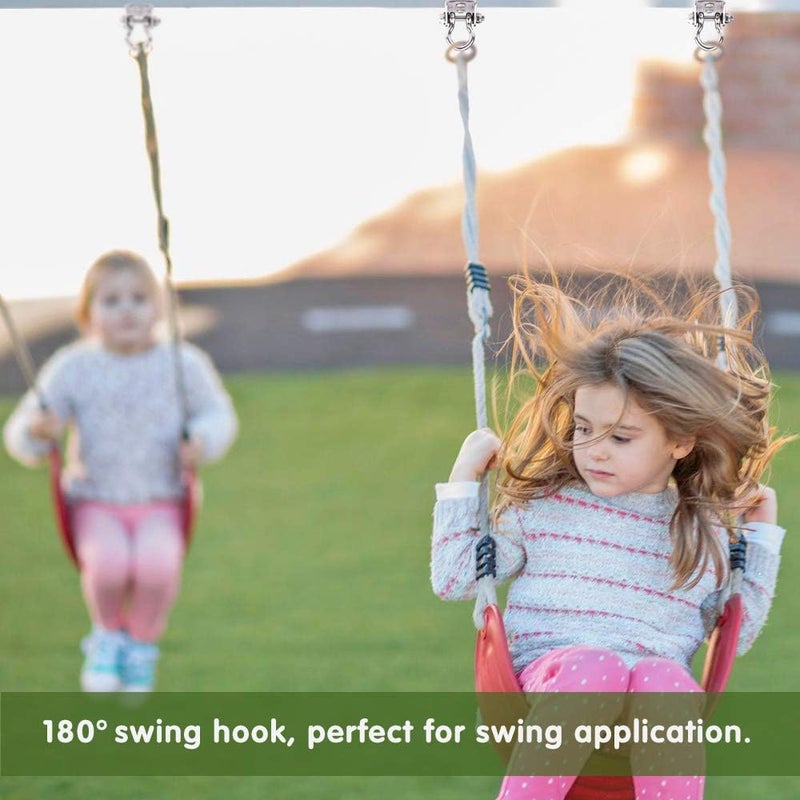 WAREMAID Set of 2 Heavy Duty 180° Swing Hangers, Stainless Steel Swing Hook for Ceiling Wooden Porch Swing Hanging kit Playground Gym Rope Boxing Bag Hammock Chair Yoga Swing Mount 1000 lb Capacity - Image 3