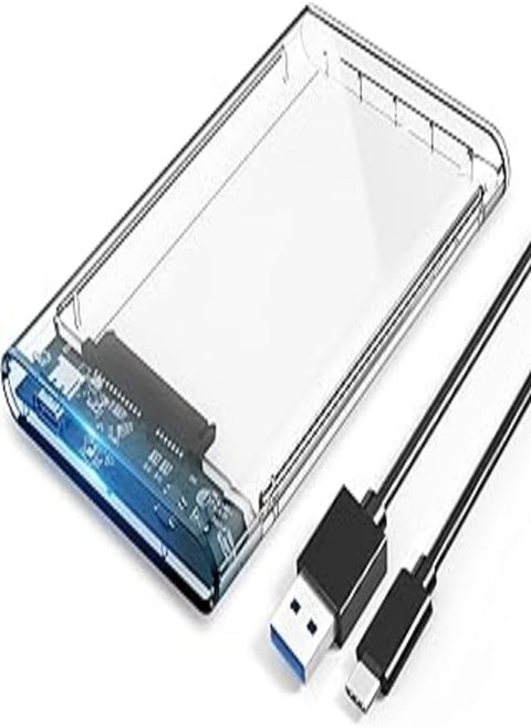 ORICO 2.5 USB 3 External Hard Drive Enclosure Casing for 2.5 inch 7mm/9.5mm SATA HDD SSD Support UASP SATA III Max 4TB Tool-Free Design - Clear (2.5, Type-C)