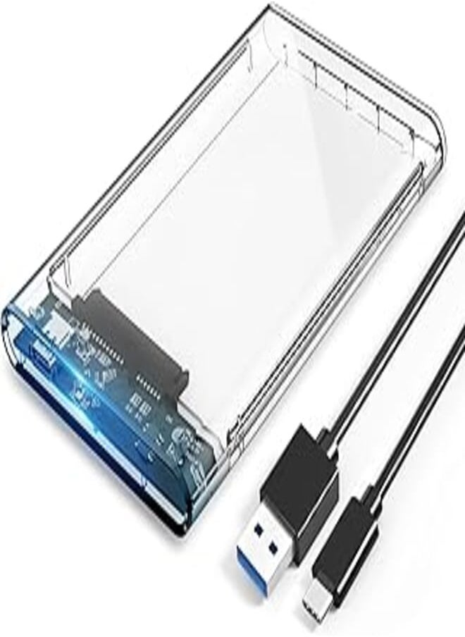 ORICO 2.5 USB 3 External Hard Drive Enclosure Casing for 2.5 inch 7mm/9.5mm SATA HDD SSD Support UASP SATA III Max 4TB Tool-Free Design - Clear (2.5, Type-C)