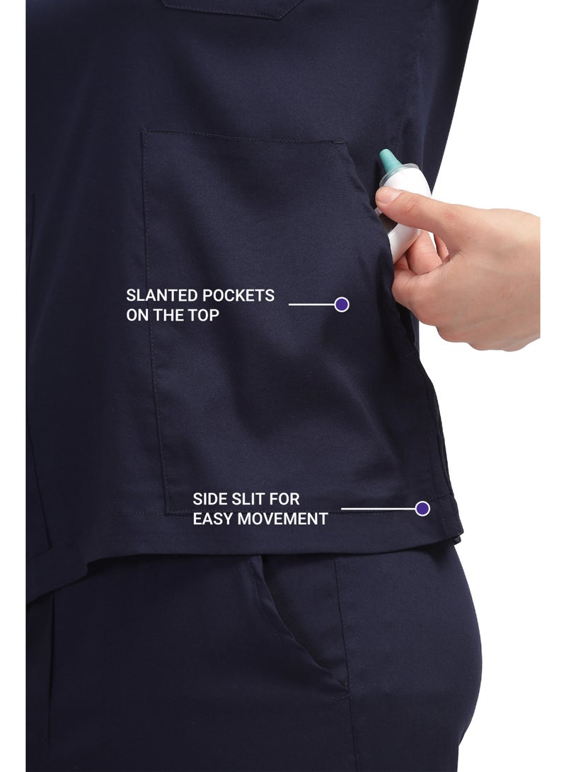 KNYA Ecoflex Lite Women's Scrub Suit, 5 Pocket, 2-way Stretch (Navy Blue, 2XL) - Image 3