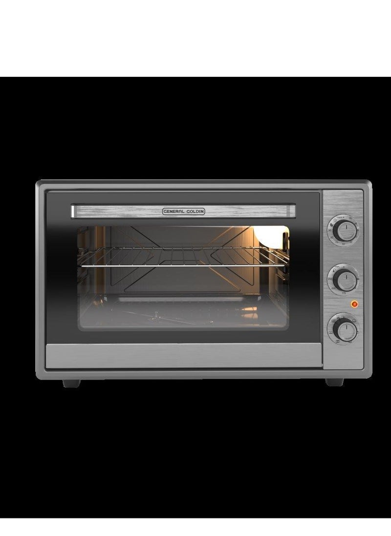 General Goldin - General Goldin 60 Lt Electrical Toaster Oven, 6 Multi Functions, 60x49cm, 2100 Wat, Double Glass, Up & Down Heating, Mechanical Timer, Internal Light, Deep Tray & Stand Included - Image 1