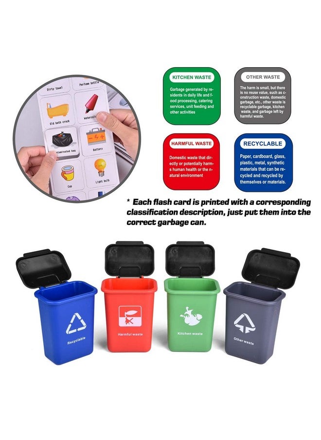 FUN LITTLE TOYS FUN LITTLE TOYS Garbage Truck Toy with 4 Rear Loader Trash Cans and Garbage Illustrated Flash Cards, Waste Management Recycling Truck Toy for Kids  - Image 3