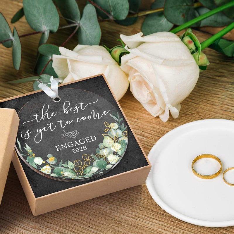 HEXMOZ Engagement Gifts for Couples - Engagement Gift for Women, Newly Engaged Couples, Her - Fiance Gifts for Women - Bride to Be Gift, Engaged Acrylic Ornament 2026 Party Decorations - Image 3