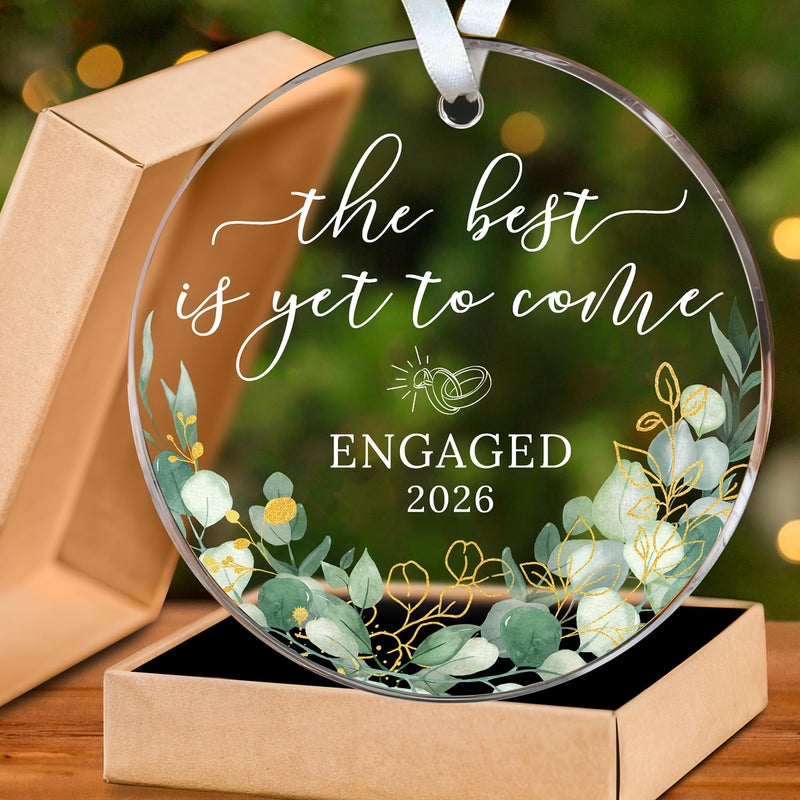 HEXMOZ Engagement Gifts for Couples - Engagement Gift for Women, Newly Engaged Couples, Her - Fiance Gifts for Women - Bride to Be Gift, Engaged Acrylic Ornament 2026 Party Decorations - Image 1