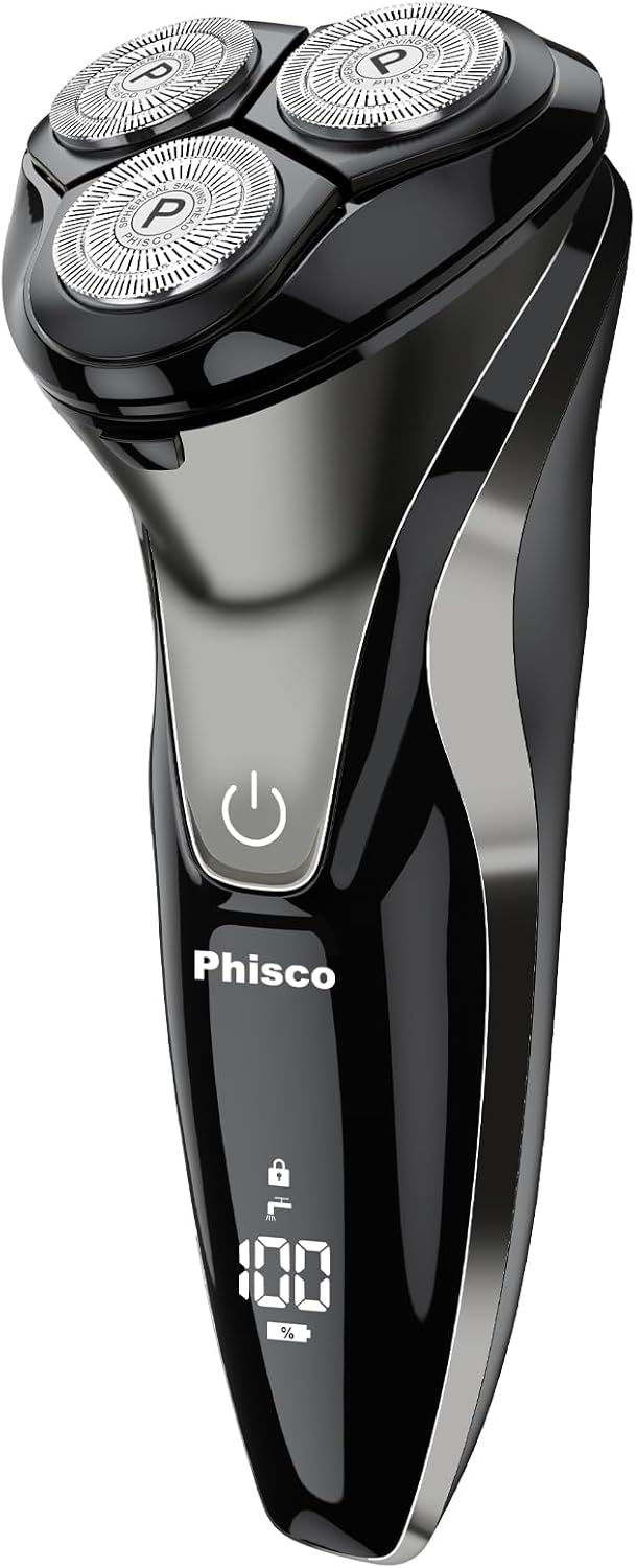 Phisco Electric Razor for Men  Phisco Electric Shavers for Man Face USB Rechargeable Waterproof Wet Dry Razors with PopUp Trimmer LED Display Travel Lock