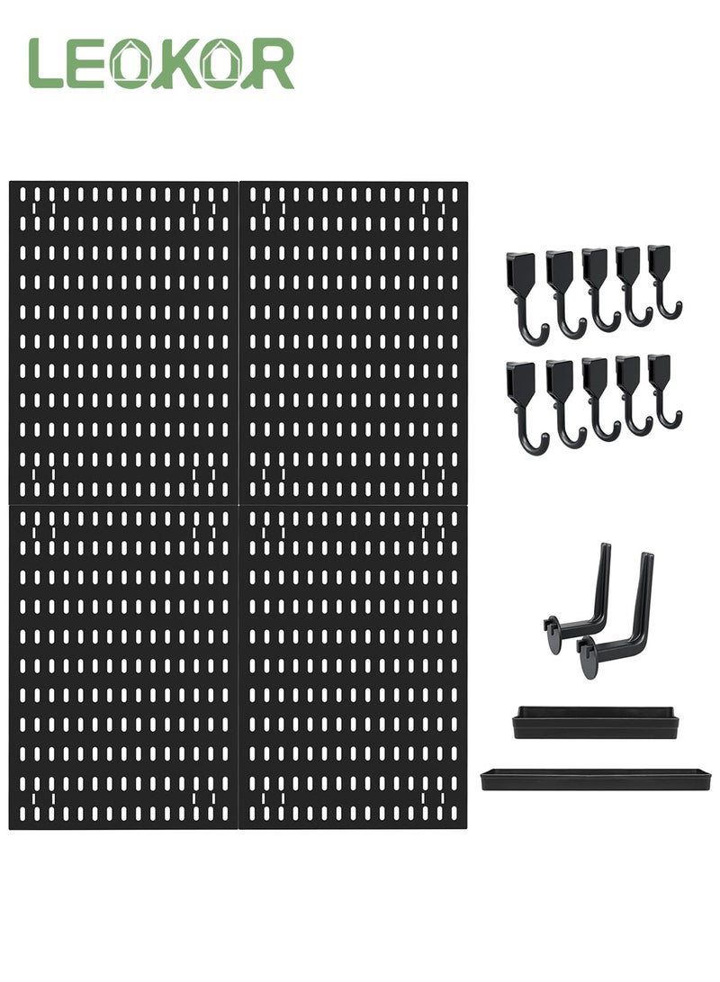 LEOKOR Pegboard Wall Organizer Kit, Wall Mount Display Peg Board, 4 Pack Modular Hanging for Wall Organizer, Suitable for Wall Storage, Arts and Crafts Finishing, Decorative Display - Image 2