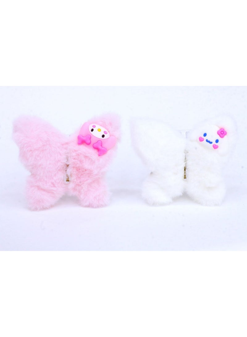 Generic An elegant white butterfly-shaped fur clip, adding a touch of beauty and sophistication to your hairstyle. Specially designed to provide stability and comfort all day, suitable for various looks.  - Image 2
