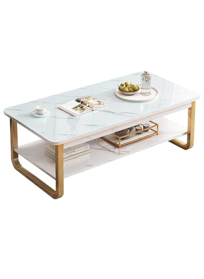 DubaiGallery Table with Storage Shelves Center Table Coffee Table Living Table Double Storage Coffee Table with Drawers Sturdy and Durable Perfect for Multiple Occasions - Image 2