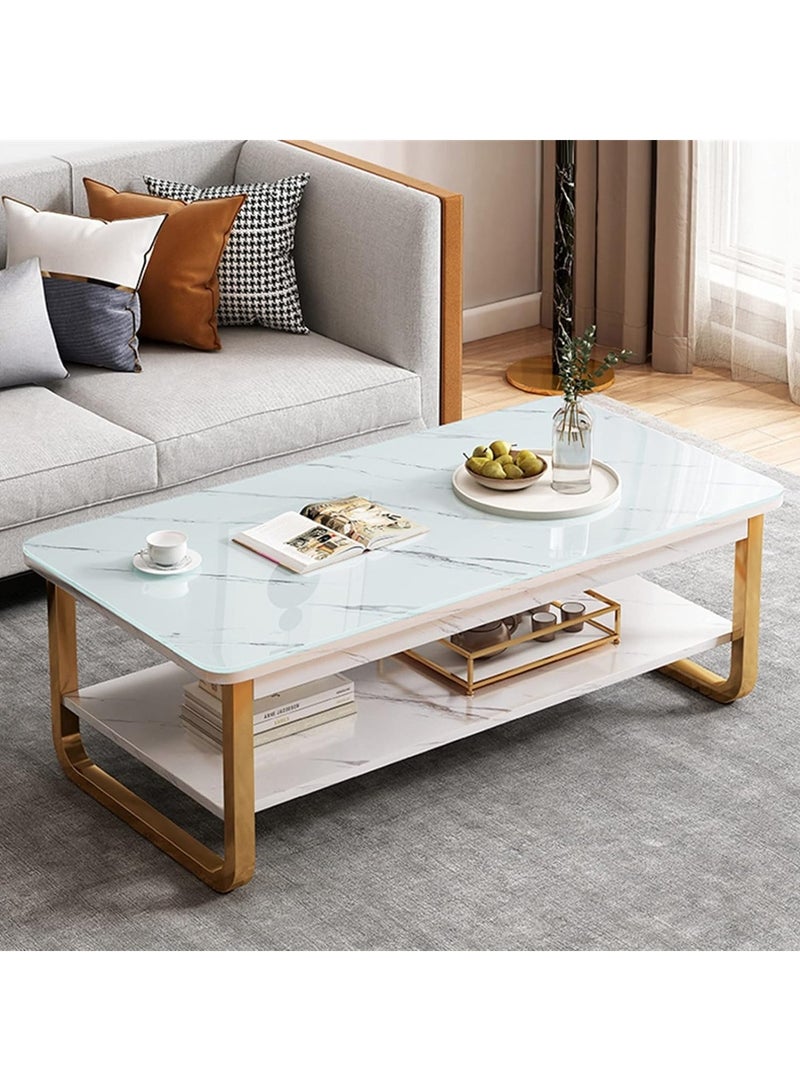 DubaiGallery Table with Storage Shelves Center Table Coffee Table Living Table Double Storage Coffee Table with Drawers Sturdy and Durable Perfect for Multiple Occasions - Image 4