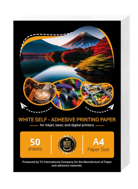 A4 Size self-adhesive Paper for Laser, inkjet and Digital Printers - Pack of 50 sheets
