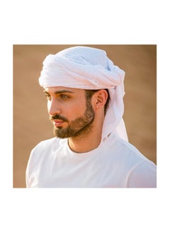 TRENDI LAND ZON Arabic Scarf Cotton Shemagh Keffiyeh Arab Scarf Made for  NECK WRAP ARAB SCARF Shemagh Keffiyeh WHITE  - Image 3