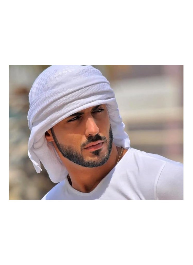 TRENDI LAND ZON Arabic Scarf Cotton Shemagh Keffiyeh Arab Scarf Made for  NECK WRAP ARAB SCARF Shemagh Keffiyeh WHITE  - Image 4