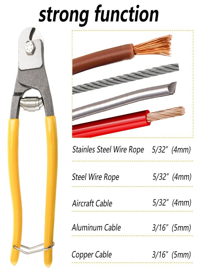 Okllen 2 Pieces Cable Wire Cutters, 8 Inch Small Wire Rope Cutter Tool up to 3/16", Heavy Duty Steel Cable Cutters for Deck Railing Bike Housing Metal Fence - Image 4