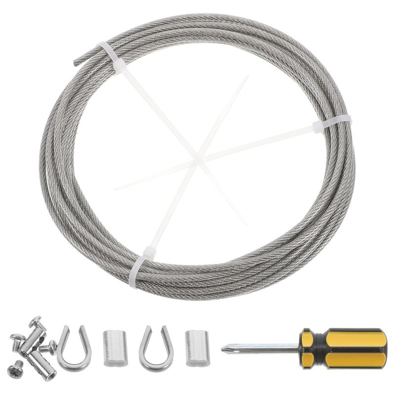 3mm Vinyl Coated Steel Wire Rope Kit 6 Meters Outdoor Cable Railing Hardware with Turnbuckle and Locking Screw for Garden Fence, Curtain, Clothesline - Image 1