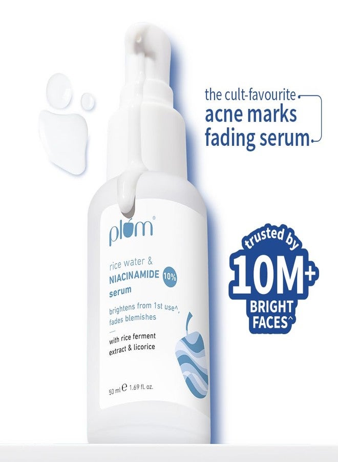 Plum 10% Niacinamide Serum with Rice Water 50ml | Provides Clear, Glowing & Brightening Skin | for Acne Prone, Combination, Oily & Sensitive Skin | Oil Control & Anti Acne Face Serum for Women & Men - Image 2