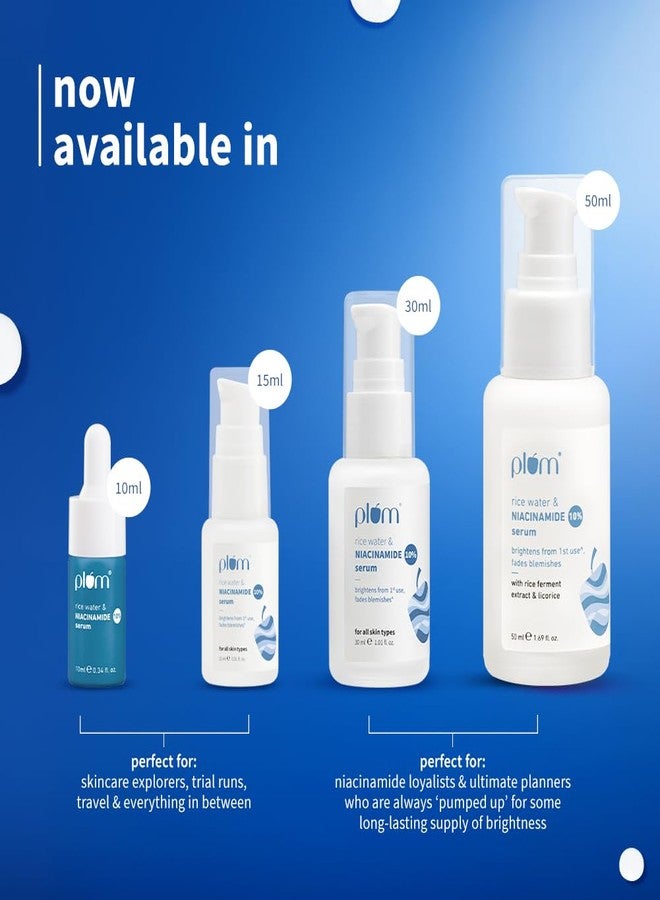 Plum 10% Niacinamide Serum with Rice Water 50ml | Provides Clear, Glowing & Brightening Skin | for Acne Prone, Combination, Oily & Sensitive Skin | Oil Control & Anti Acne Face Serum for Women & Men - Image 5