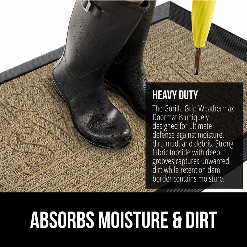 GORILLA GRIP 100% Waterproof All-Season WeatherMax Doormat, US Designed Natural Rubber, Stain and Fade Resistant, Low Profile Indoor Outdoor Door Mats, Easy Clean Patio Mat, 17x29, Home Sweet Home - Image 4