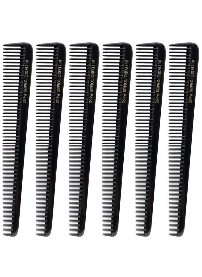 Allegro Combs 450 Tapered Hair Combs Barber Combs Hair Cutting Combs Hairstylist Combs Women's Combs Men's Pocket Combs Made In The USA. 6 Pcs. (Black)  - Image 1