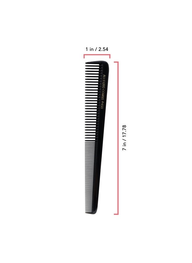 Allegro Combs 450 Tapered Hair Combs Barber Combs Hair Cutting Combs Hairstylist Combs Women's Combs Men's Pocket Combs Made In The USA. 6 Pcs. (Black)  - Image 2