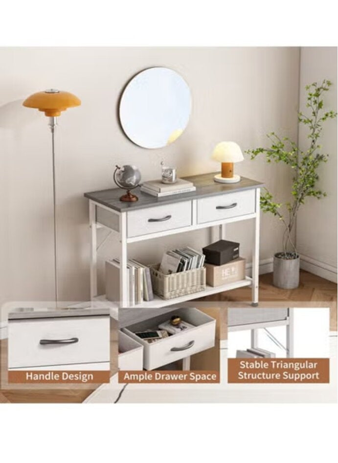 Entryway Table with 2-Tier Storage Shelves, Sofa Table with 2 Drawers, Console for Entryway, Living Room, Kitchen, Foyer, Office - pzsku/Z413200F038A224AF77BCZ/45/1741594963/99a12dc8-3d30-4611-8137-f3c475d7d263