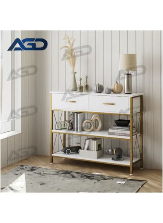 AGD Entryway Table with 2-Tier Storage Shelves, Sofa Table with 2 Drawers, Console for Entryway, Living Room, Kitchen, Foyer, Office  - Image 3