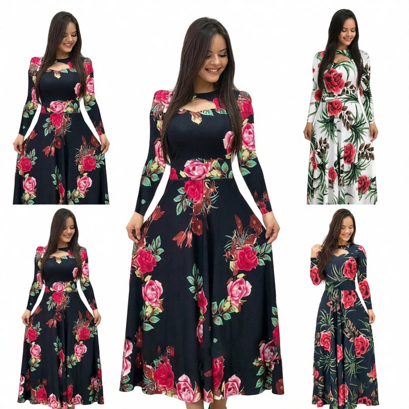 Sexy Digital Print Flared Dress - Image 1