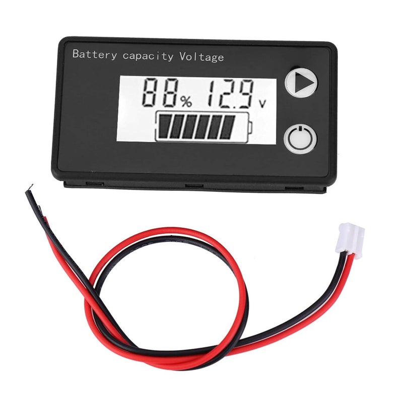 لأنظمة 12V 24V 36V 48V 60V 72V 84V، مؤشر سعة البطارية وقياس الجهد بشاشة LCD رقمية، اختبار DC من 8V إلى 100V للبطاريات الرصاصية وأيون الليثيوم، مع إنذار أبيض وطاقة ((10-100V) أزرق + - Image 4