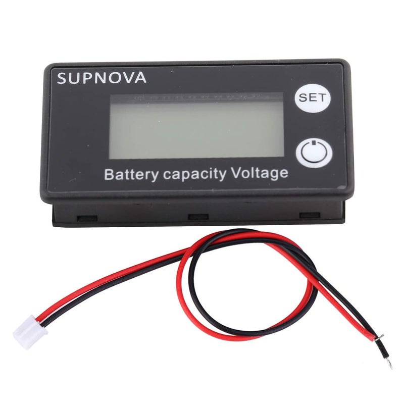 لأنظمة 12V 24V 36V 48V 60V 72V 84V، مؤشر سعة البطارية وقياس الجهد بشاشة LCD رقمية، اختبار DC من 8V إلى 100V للبطاريات الرصاصية وأيون الليثيوم، مع إنذار أبيض وطاقة ((10-100V) أزرق + - Image 1