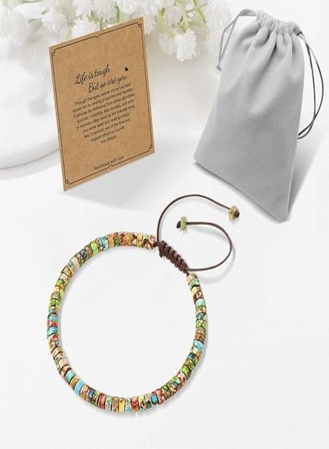Fangool Healing Bracelets for Women : Inspirational Natural Stone Bracelets - Get Well Soon Present - Spiritual Present Thoughtful Gift for Friends Sister, Life is Tough But So are You Bracelet - Image 5