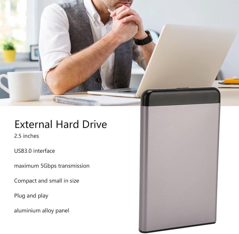 woobles Portable Hard Drive, Ultra Thin External Hard Drive 2.5 Inch for TV (160GB)-160GB Grey - Image 3