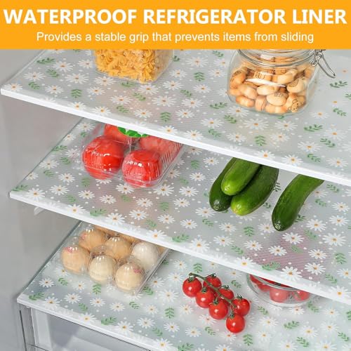 REWOP Fridge Mats, Kitchen Mat EVA Food Grade Multipurpose Washable Anti Slip Mat/Sheet for Fridge, Shelf Liners for Kitchen Shelves, Table, Drawer mat (300 * 45 cm) (Green Mini Flower) - Image 5
