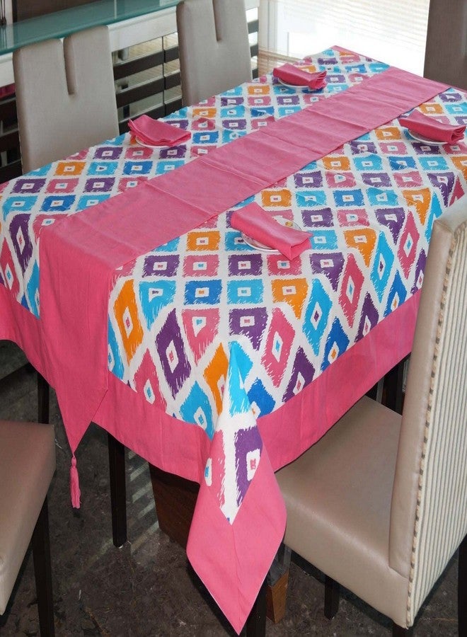 Lushomes Square Printed 6 Seater Table Linen Set (1 Table Cloth 60 x 90 inches + 1 Runner + 6 Napkins) - Image 1