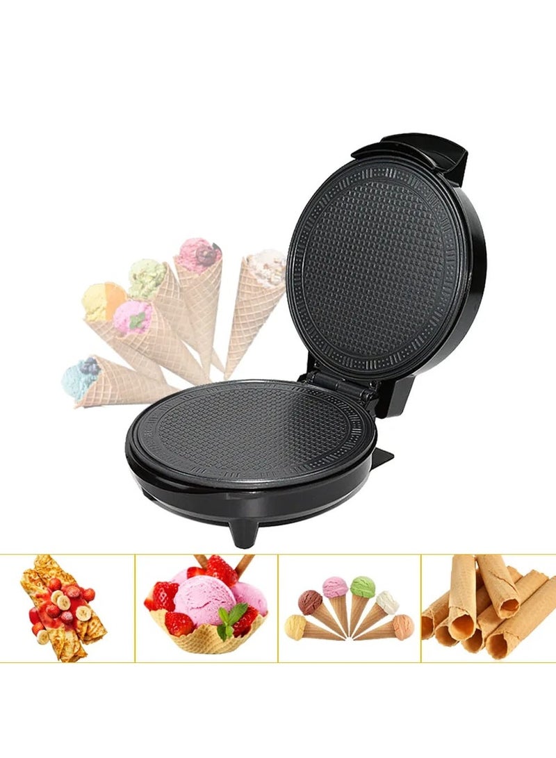 Electric Ice Cream Maker & Ice Cream Cone Maker| Ice Cream Maker 1 Liter 15W for Soft Serve, Gelato, Smoothies, Frozen Yogurt, Slushies & Dairy-Free Desserts & Ice Cream Cone Maker Waffle Cone Maker with Nonstick Coating, Double-Sided Heating, 1200W Dessert Baking Pan