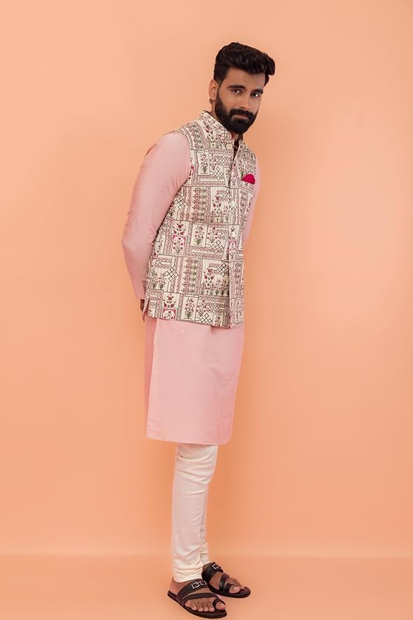 KISAH Nehru Jacket for Men – Printed Cotton Blend Modi Jacket | Ethnic & Formal Waist Coat for Weddings, Parties & Office Wear - Image 5