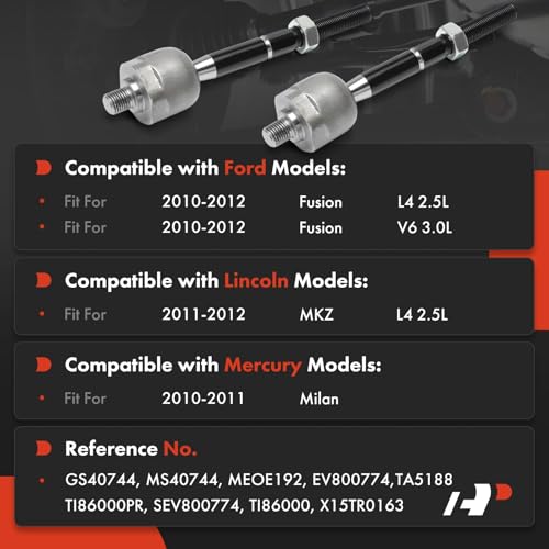 A-Premium 2 x Front Inner Tie Rod Ends, Compatible with Ford Fusion 2010-2012 & Lincoln MKZ 2011-2012 & Mercury Milan 2010-2011 - Image 2