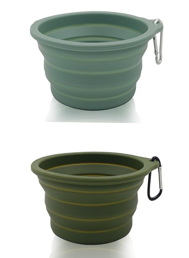 KlerRoem 2 Pack Collapsible Dog Travel Bowls (21oz/600ml), 100% Food Grade Silicone Integrated Molding, No Plastic Rim, Portable Pet Feeding Watering Dishes for Outdoors with Clasp, BPA Free - Image 1