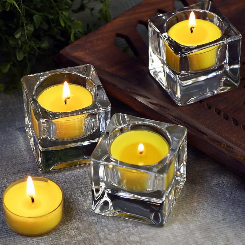 DEYBBY Aromatherapy SoyWax Tea Candle, Lemon Scented Clear Cup Summer Candles Gift for Home|4 Hour Burn Time|Smokeless& Long Lasting|Great for Bar, Dinner (Pack of 12) - Image 4