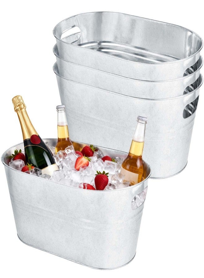 OBTANIM 3 Pack 4 Gallon Galvanized Ice Buckets Metal Champagne Drink Cooler Storage Ice Tub with Carry Handles for Beer Cocktails Wine Beverage Home Parties Bar Cooling Supplies - Image 1