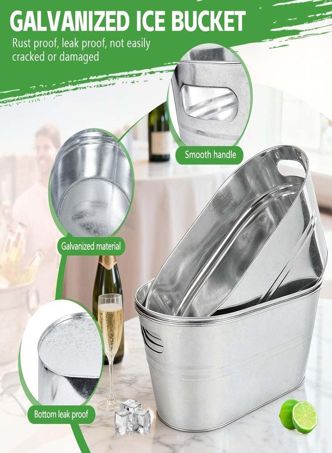 OBTANIM 3 Pack 4 Gallon Galvanized Ice Buckets Metal Champagne Drink Cooler Storage Ice Tub with Carry Handles for Beer Cocktails Wine Beverage Home Parties Bar Cooling Supplies - Image 3