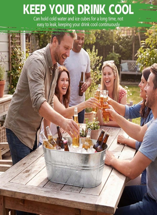 OBTANIM 3 Pack 4 Gallon Galvanized Ice Buckets Metal Champagne Drink Cooler Storage Ice Tub with Carry Handles for Beer Cocktails Wine Beverage Home Parties Bar Cooling Supplies - Image 4