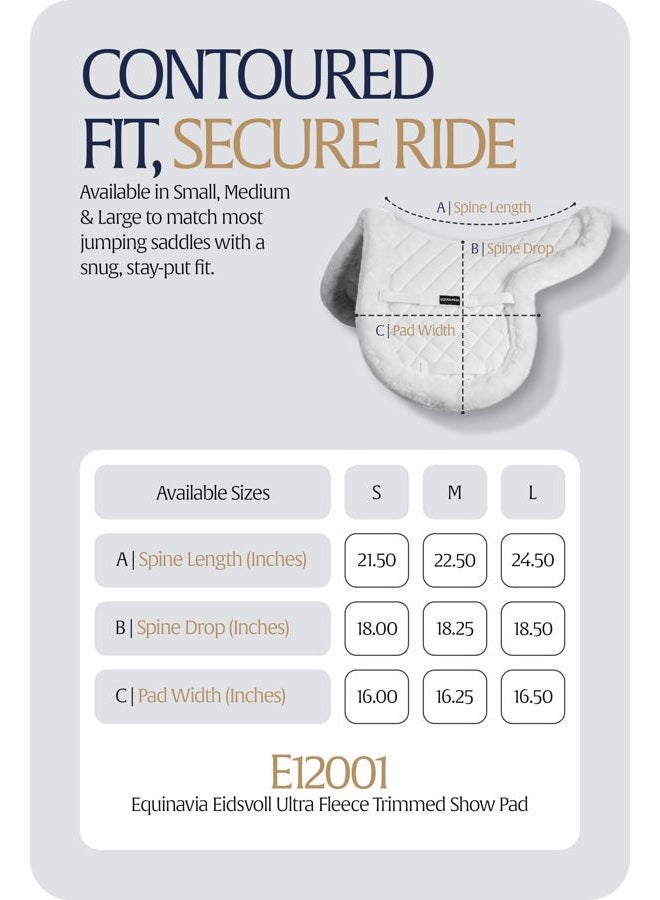 Equinavia Eidsvoll Shaped Show Saddle Pad with Ultra Fleece Trim - White - S - Image 3