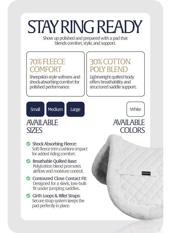 Equinavia Eidsvoll Shaped Show Saddle Pad with Ultra Fleece Trim - White - S - Image 2