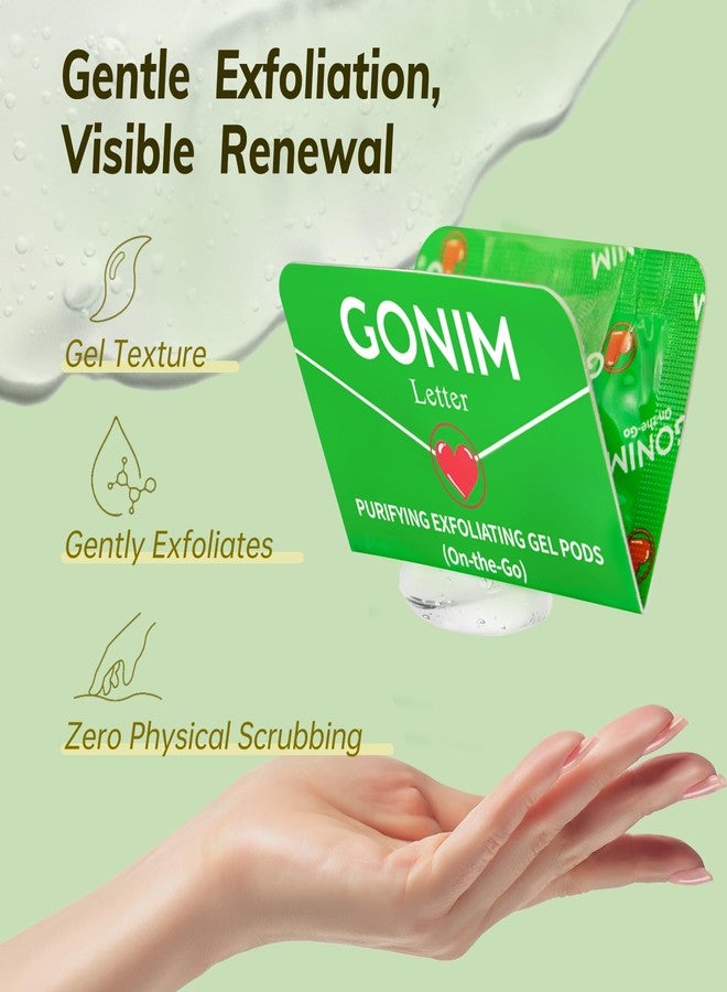 GONIM On-the-Go Purifying Exfoliating Gel Pods (15 Count) - Sensitive Skin-Friendly Travel-Size Skincare with Aloe + Hyaluronic Acid, Gentle Face Scrub, Vegan & Recyclable Packaging 15 x 0.1 oz - Image 2